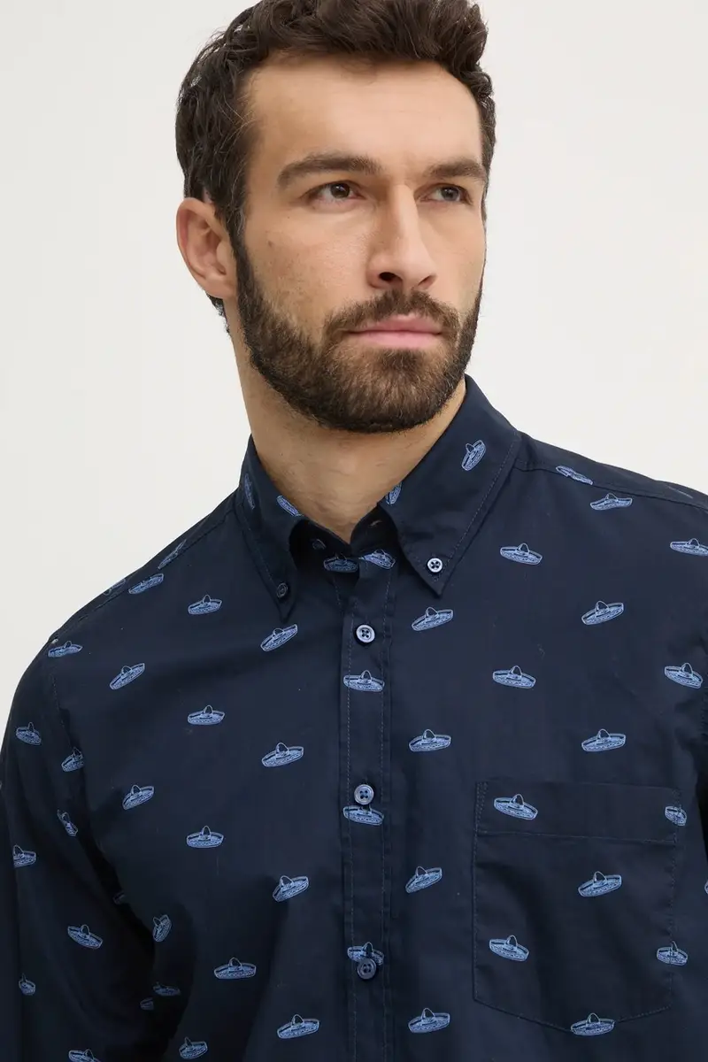 camicia in cotone uomo colore blu navy 50530835 miniatura 5