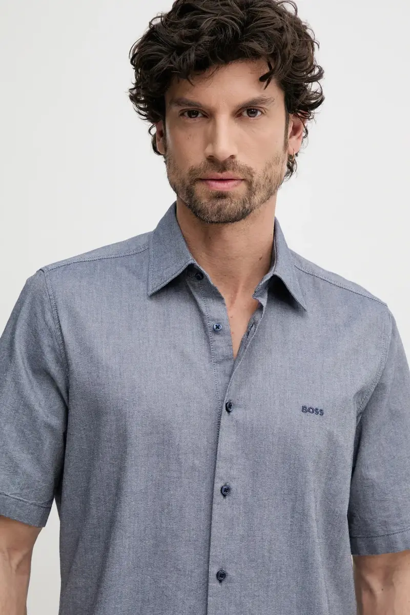 camicia in cotone uomo colore blu navy 50537332 miniatura 4