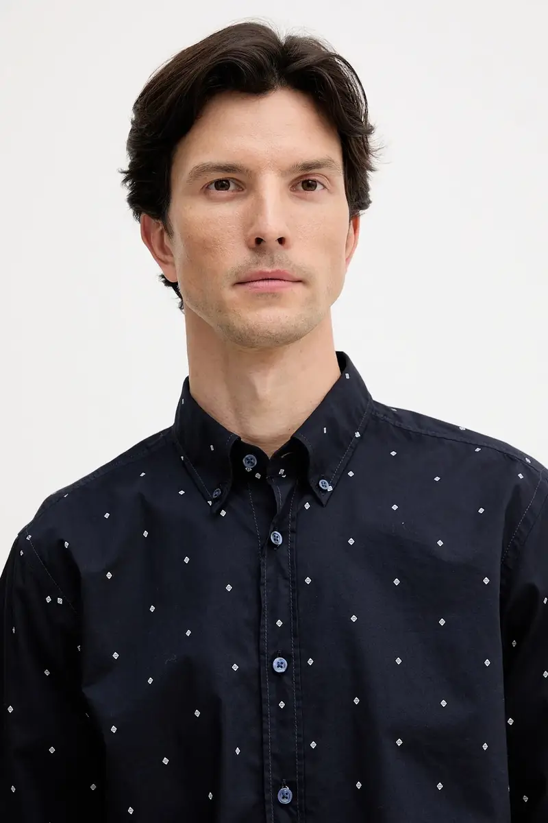 camicia in cotone uomo colore blu navy 50548975 miniatura 4