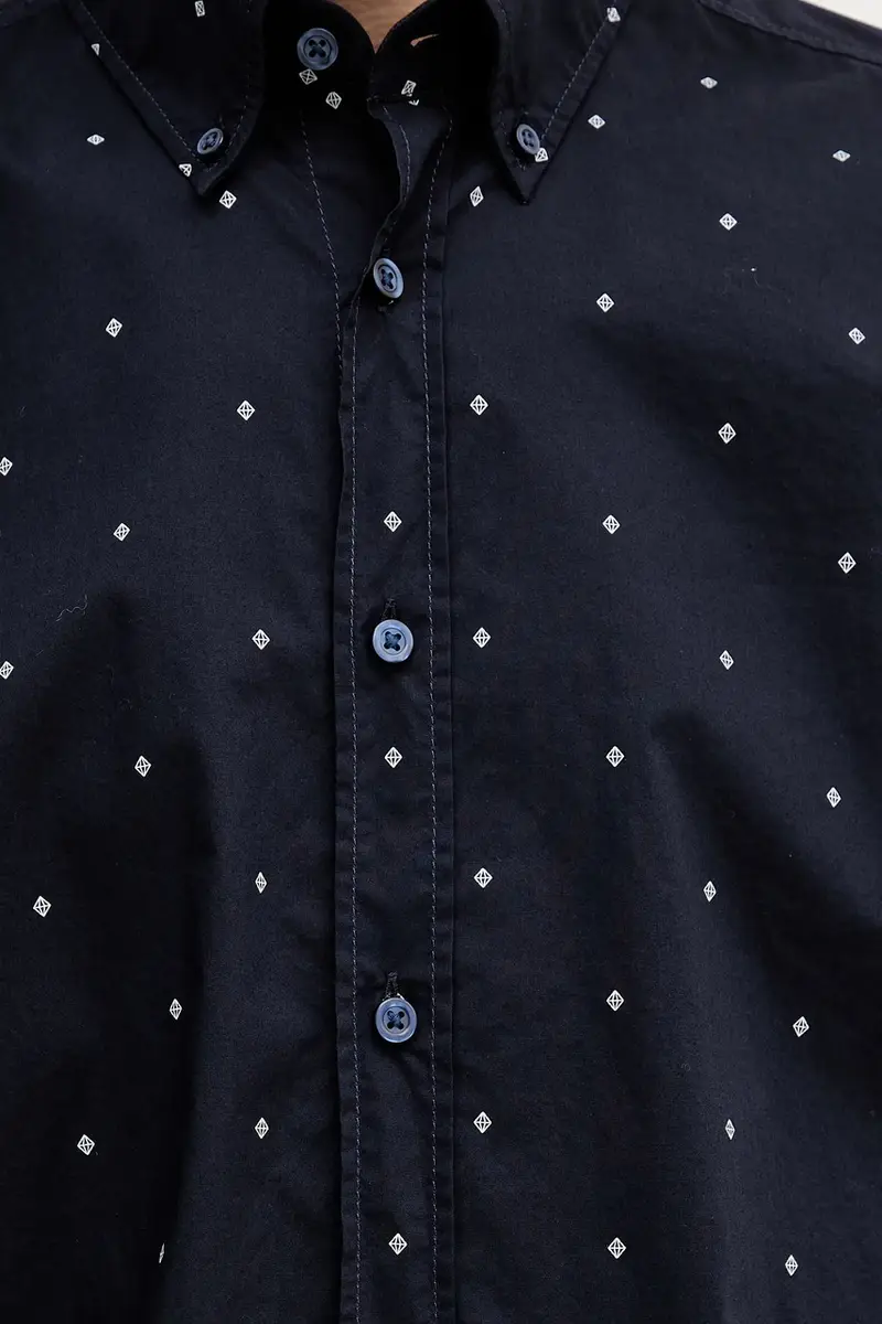 camicia in cotone uomo colore blu navy 50548975 miniatura 5