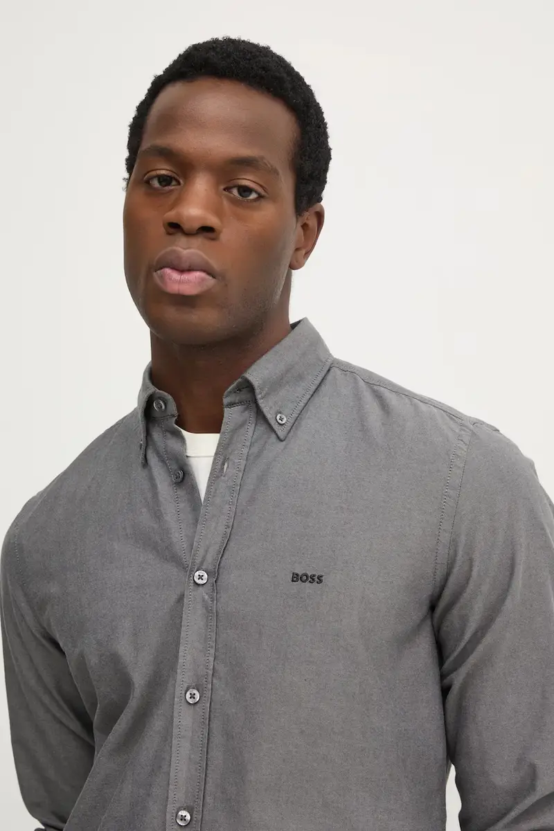 camicia in cotone uomo colore grigio 50519707 miniatura 4