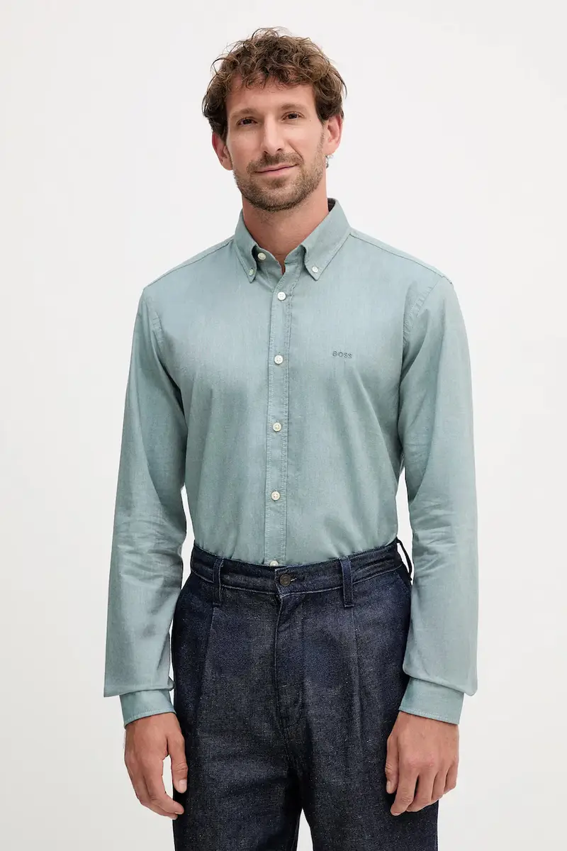 camicia in cotone uomo colore verde 50519707