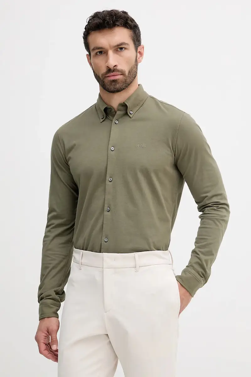 camicia in cotone uomo colore verde 50543089