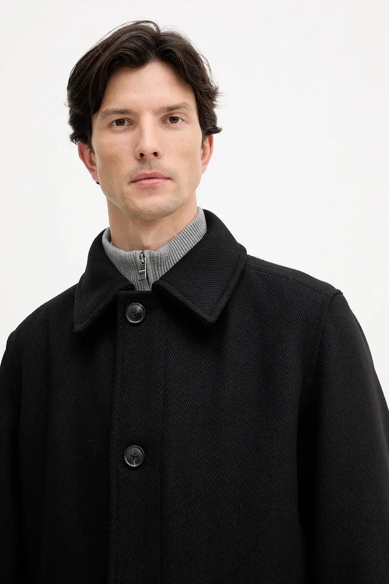 cappotto con lana colore nero 50547552 miniatura 4