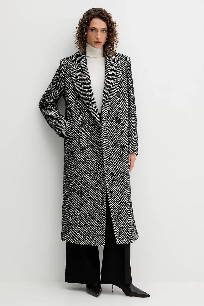 cappotto con lana colore nero 50548092 miniatura 2