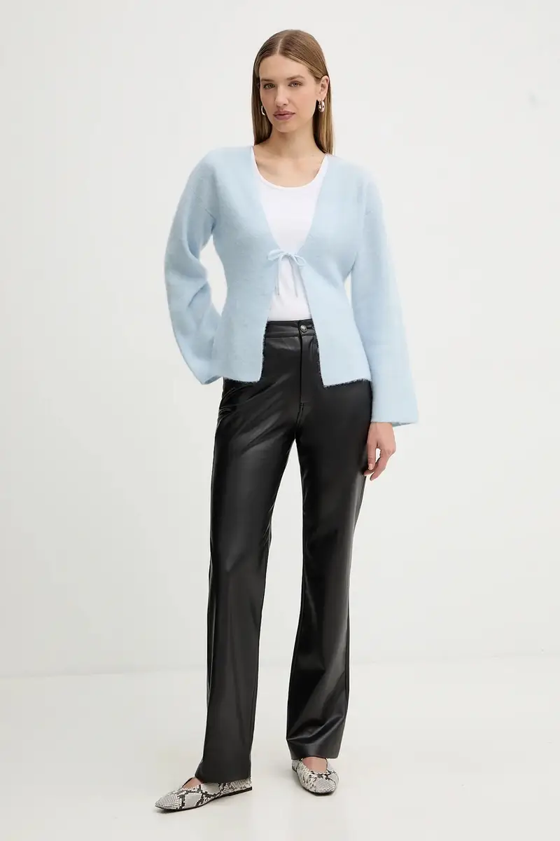 cardigan con lana colore blu 50548954 miniatura 2