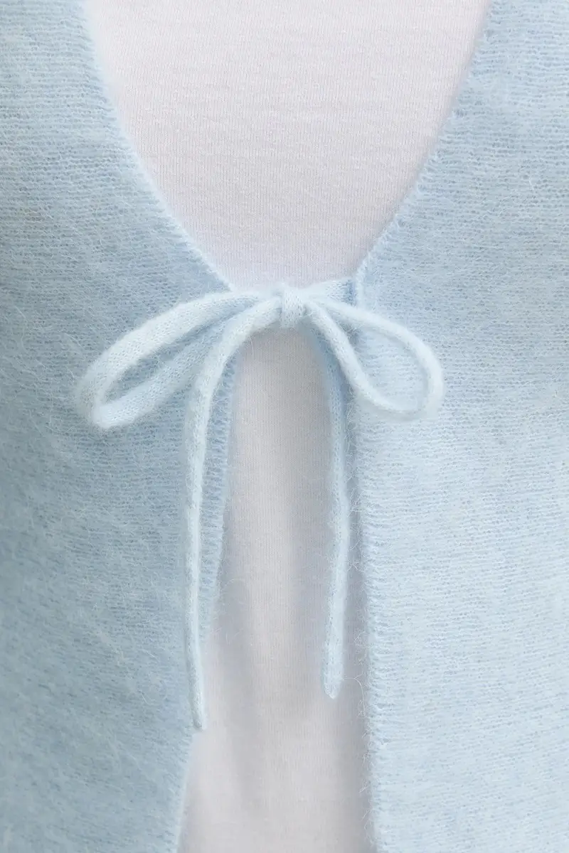 cardigan con lana colore blu 50548954 miniatura 5