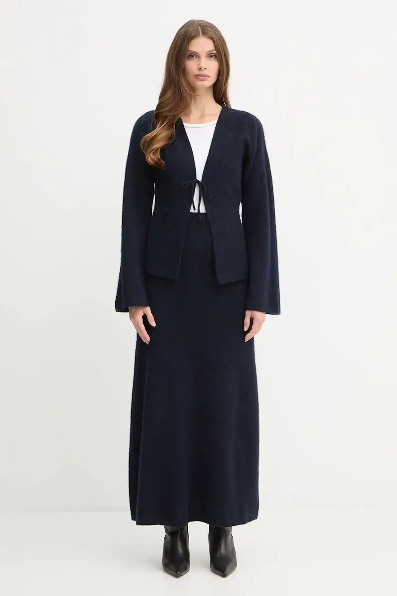 cardigan con lana colore blu navy 50548954 miniatura 2