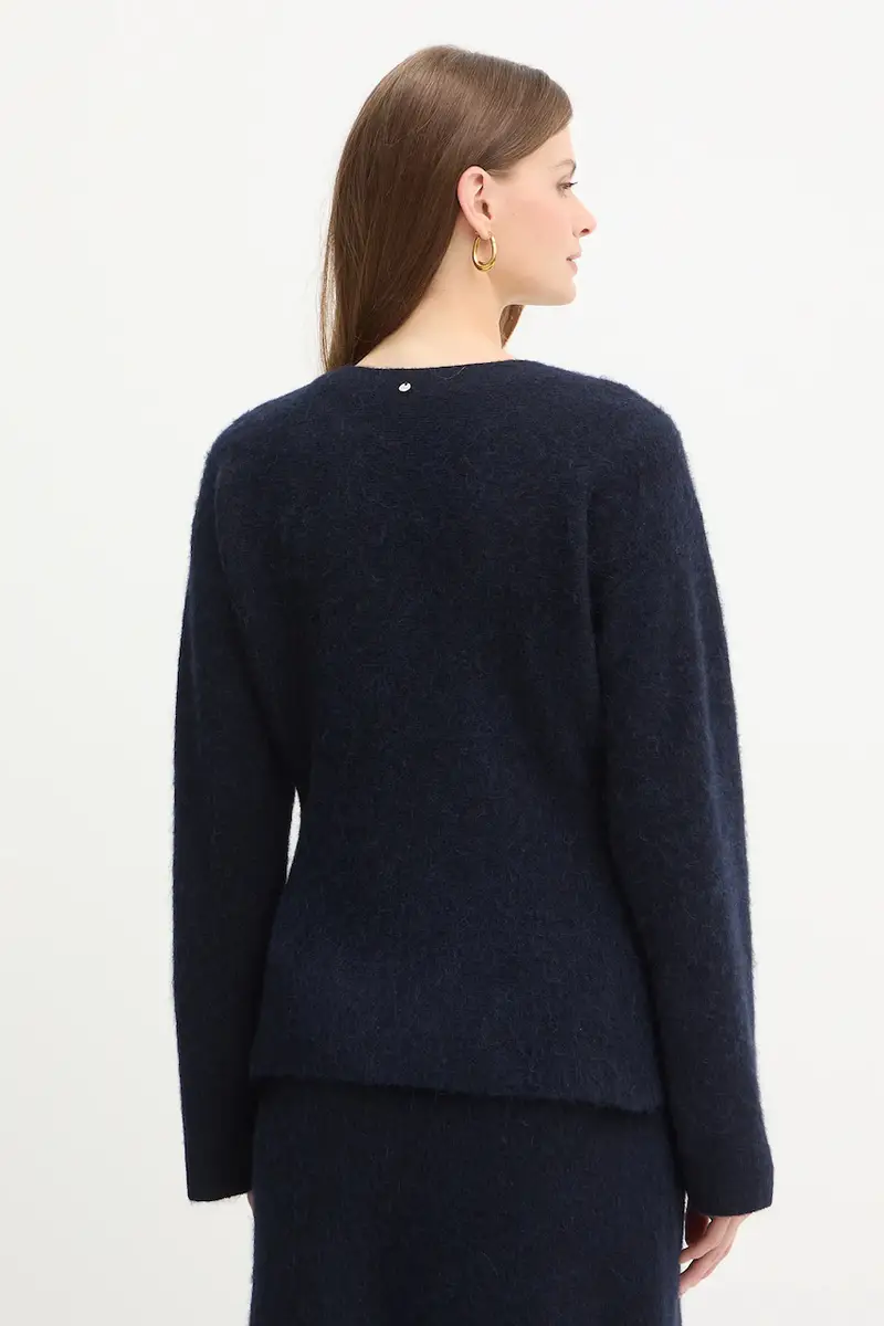 cardigan con lana colore blu navy 50548954 miniatura 3