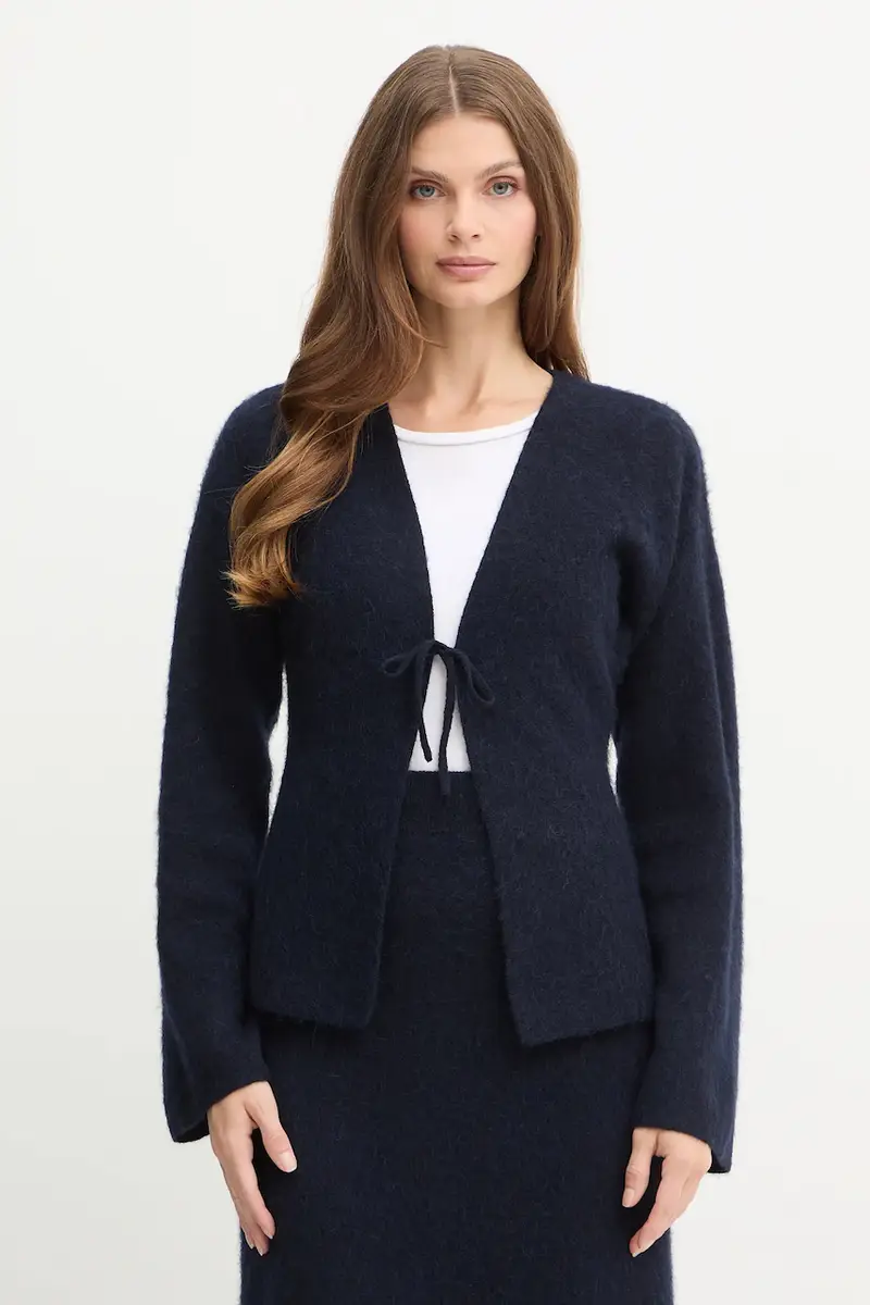 cardigan con lana colore blu navy 50548954
