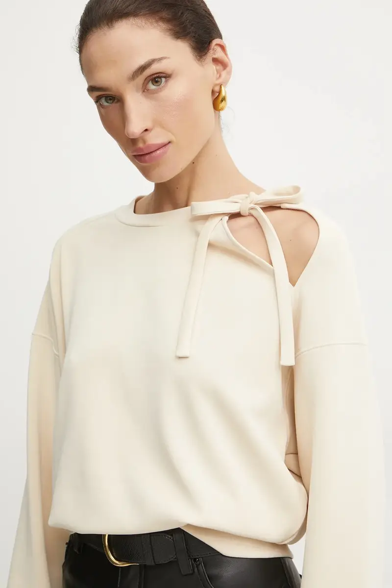 felpa donna colore beige 50531833 miniatura 4