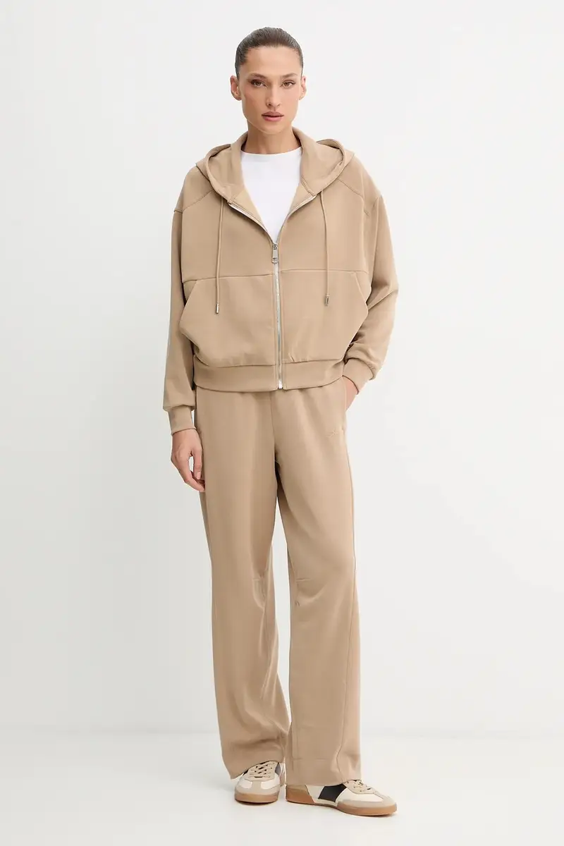 felpa donna colore beige con cappuccio 50547813 miniatura 2