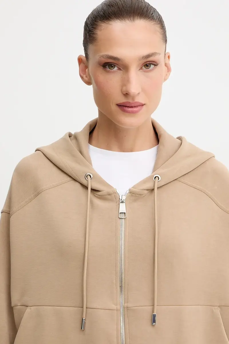 felpa donna colore beige con cappuccio 50547813 miniatura 4