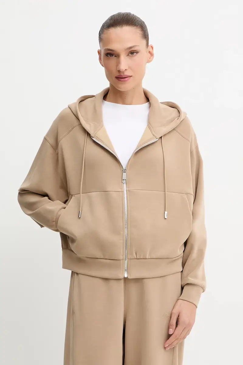 felpa donna colore beige con cappuccio 50547813