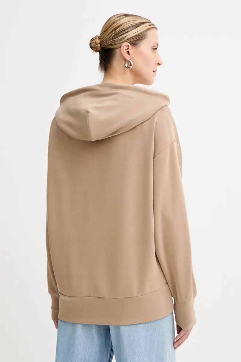 felpa donna colore beige con cappuccio 50551451 miniatura 3