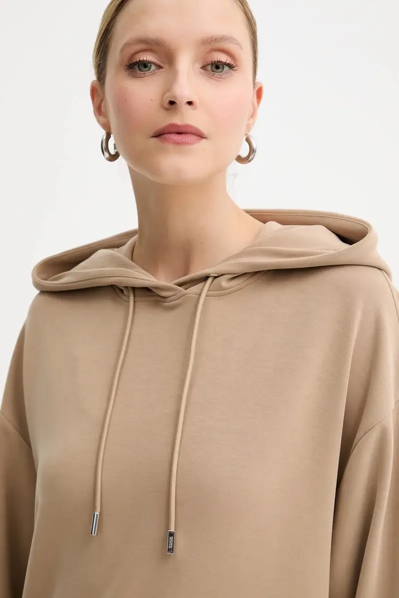 felpa donna colore beige con cappuccio 50551451 miniatura 4