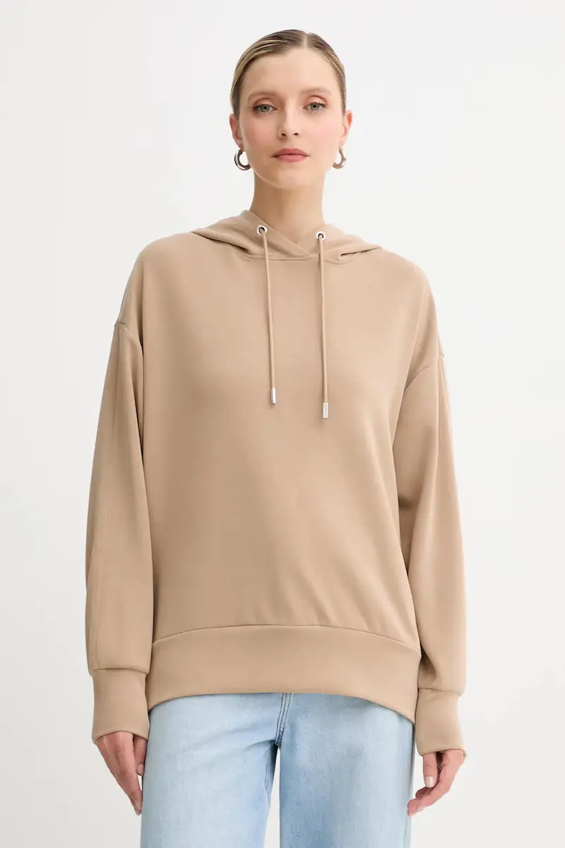 felpa donna colore beige con cappuccio 50551451