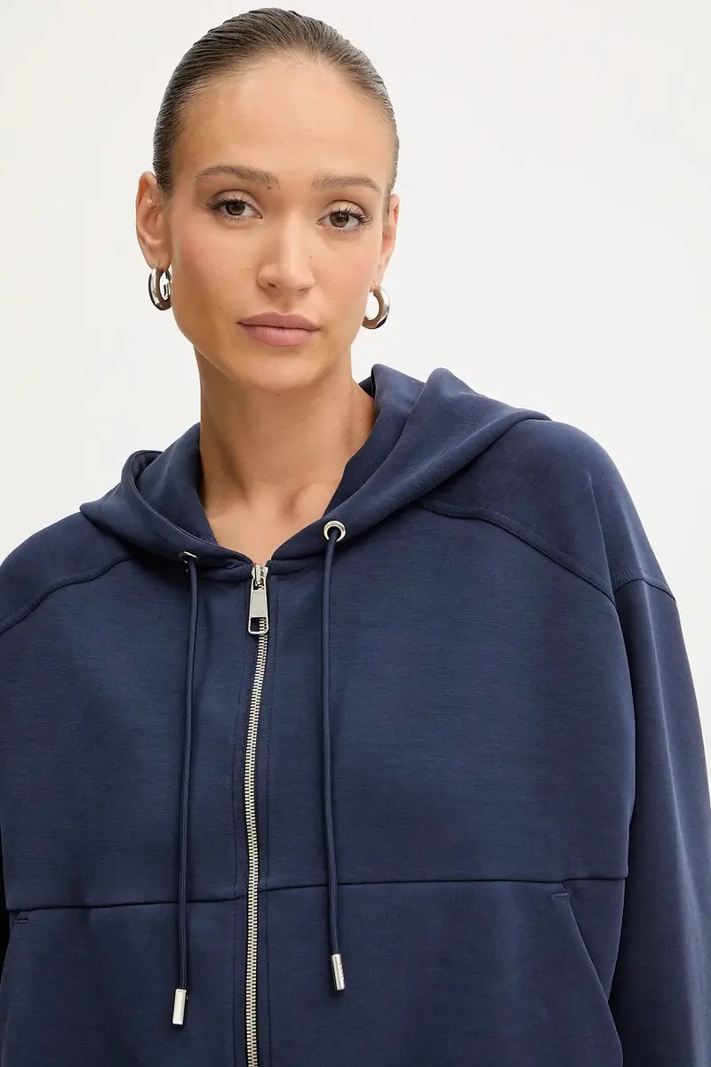 felpa donna colore blu navy con cappuccio 50547813 miniatura 4