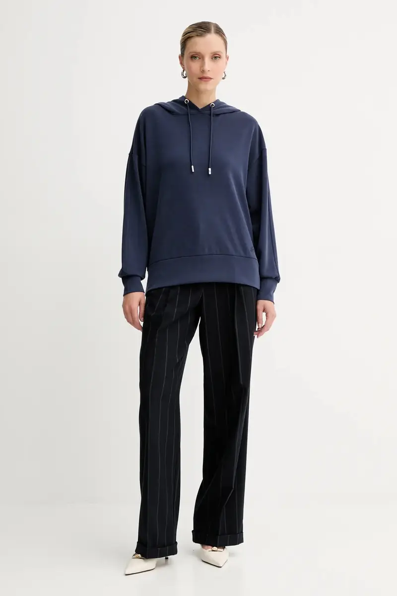 felpa donna colore blu navy con cappuccio 50551451 miniatura 2