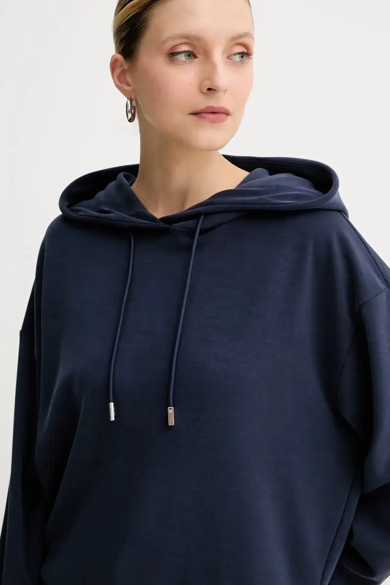 felpa donna colore blu navy con cappuccio 50551451 miniatura 4