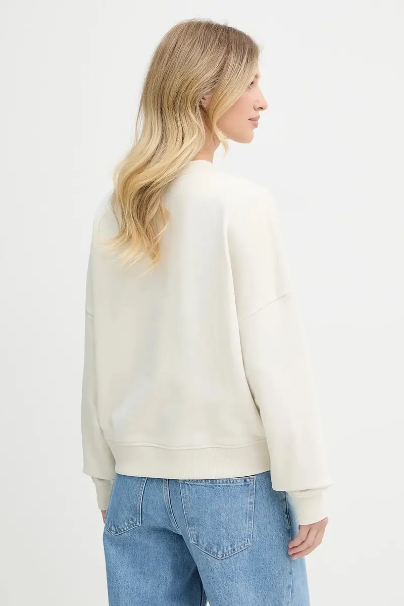 felpa in cotone donna colore beige con applicazione 50547974 miniatura 2