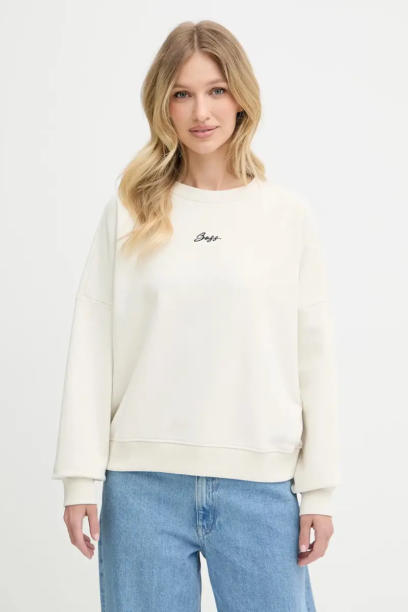 felpa in cotone donna colore beige con applicazione 50547974