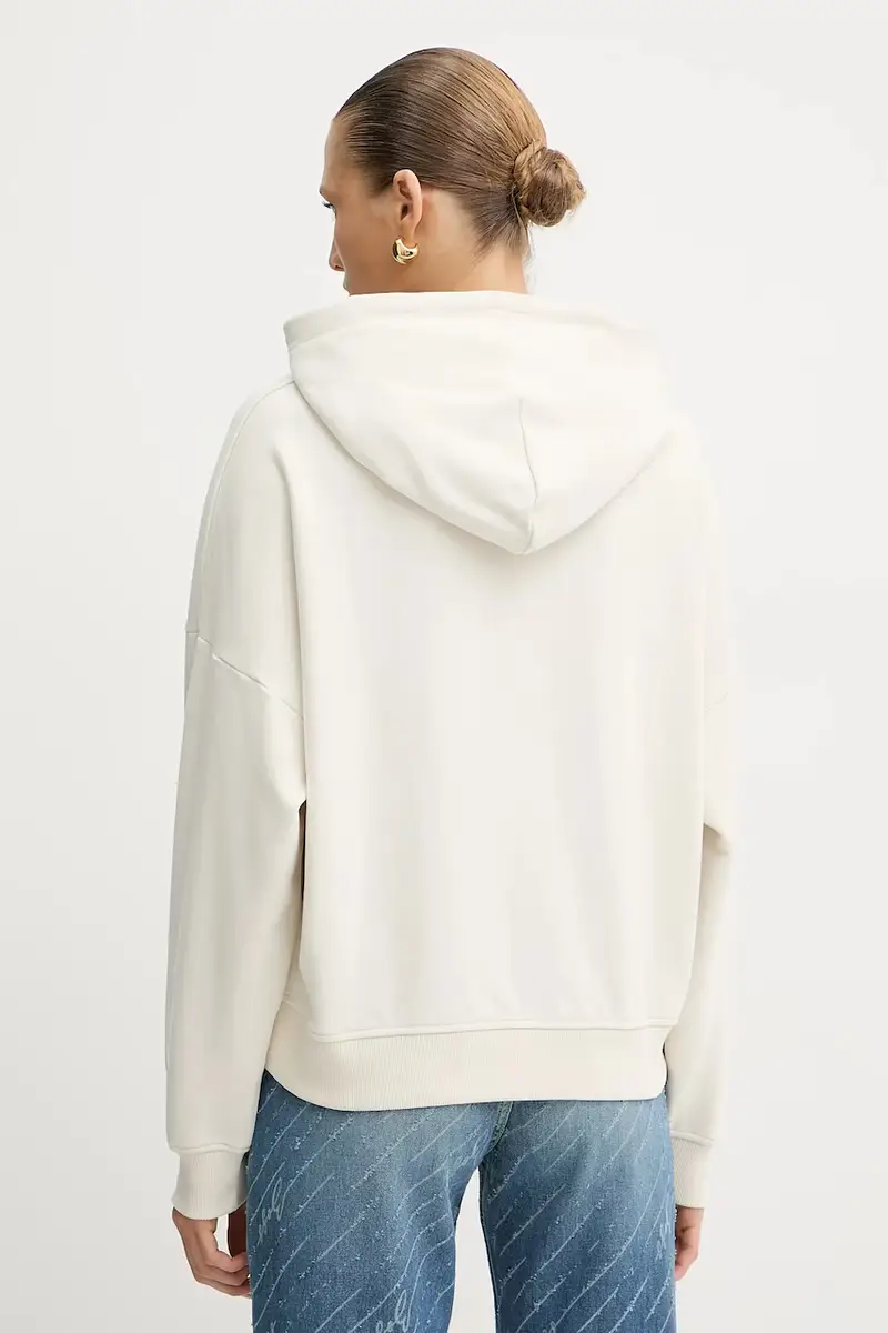 felpa in cotone donna colore beige con cappuccio 50547572 miniatura 3