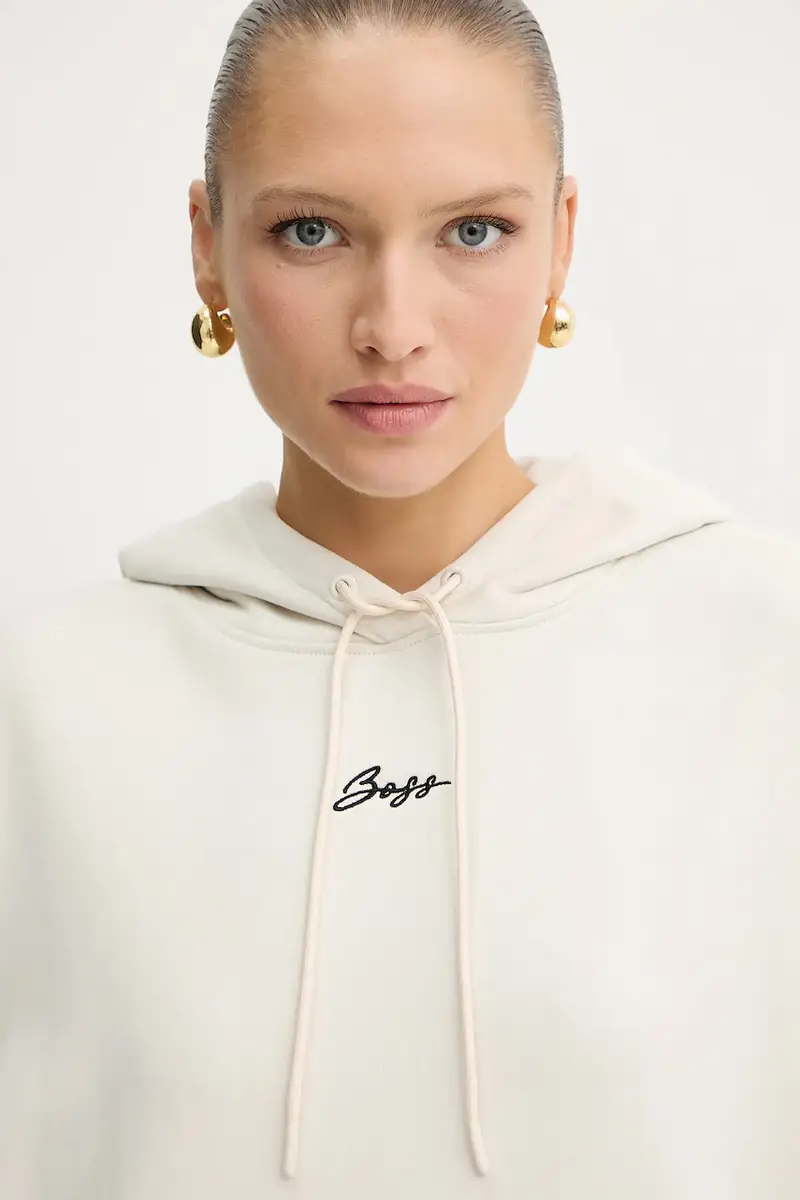 felpa in cotone donna colore beige con cappuccio 50547572 miniatura 4