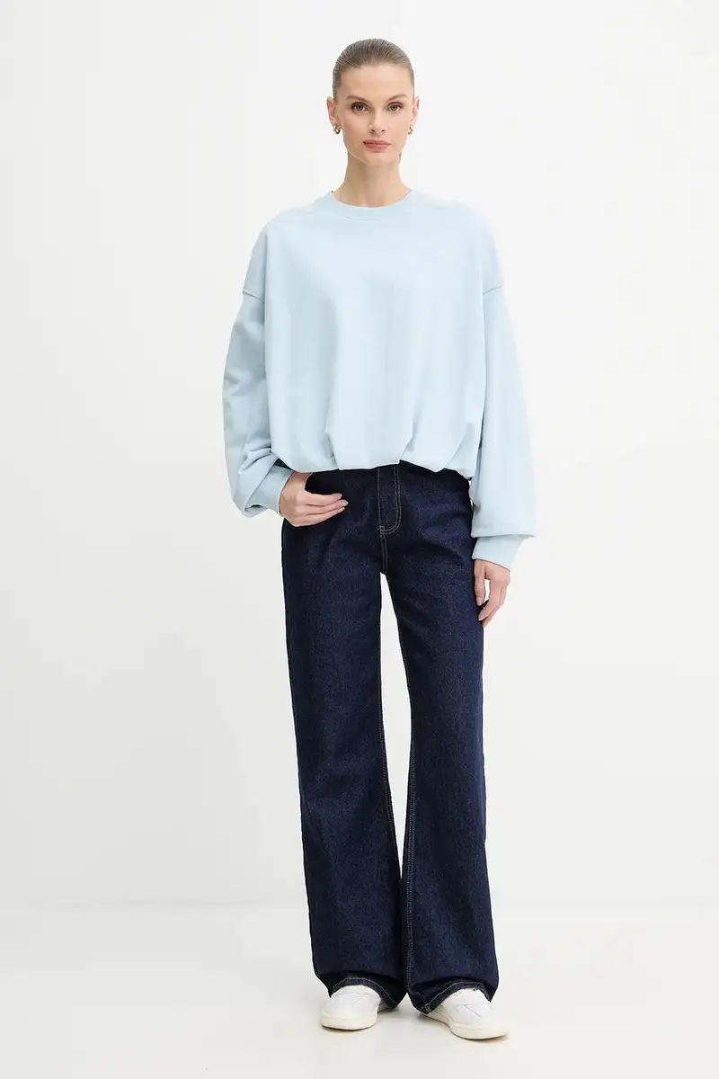 felpa in cotone donna colore blu 50554908 miniatura 2