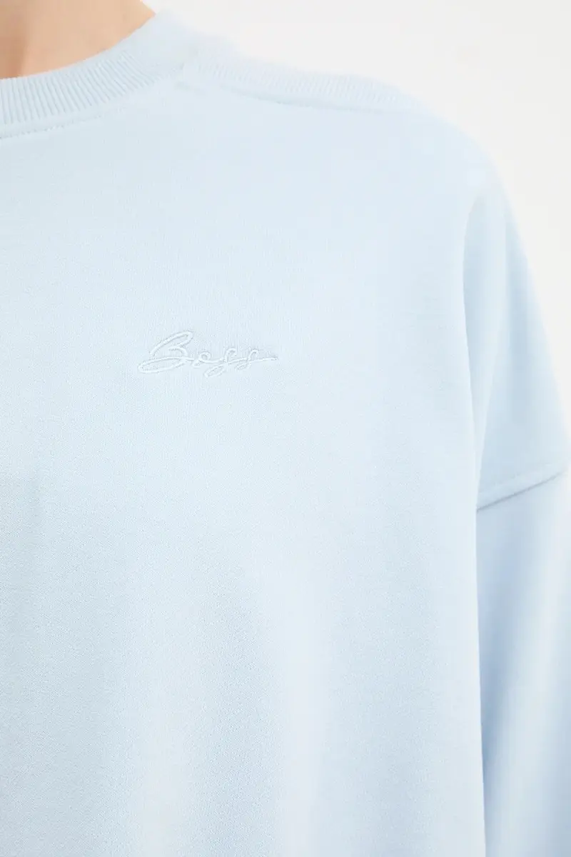 felpa in cotone donna colore blu 50554908 miniatura 5