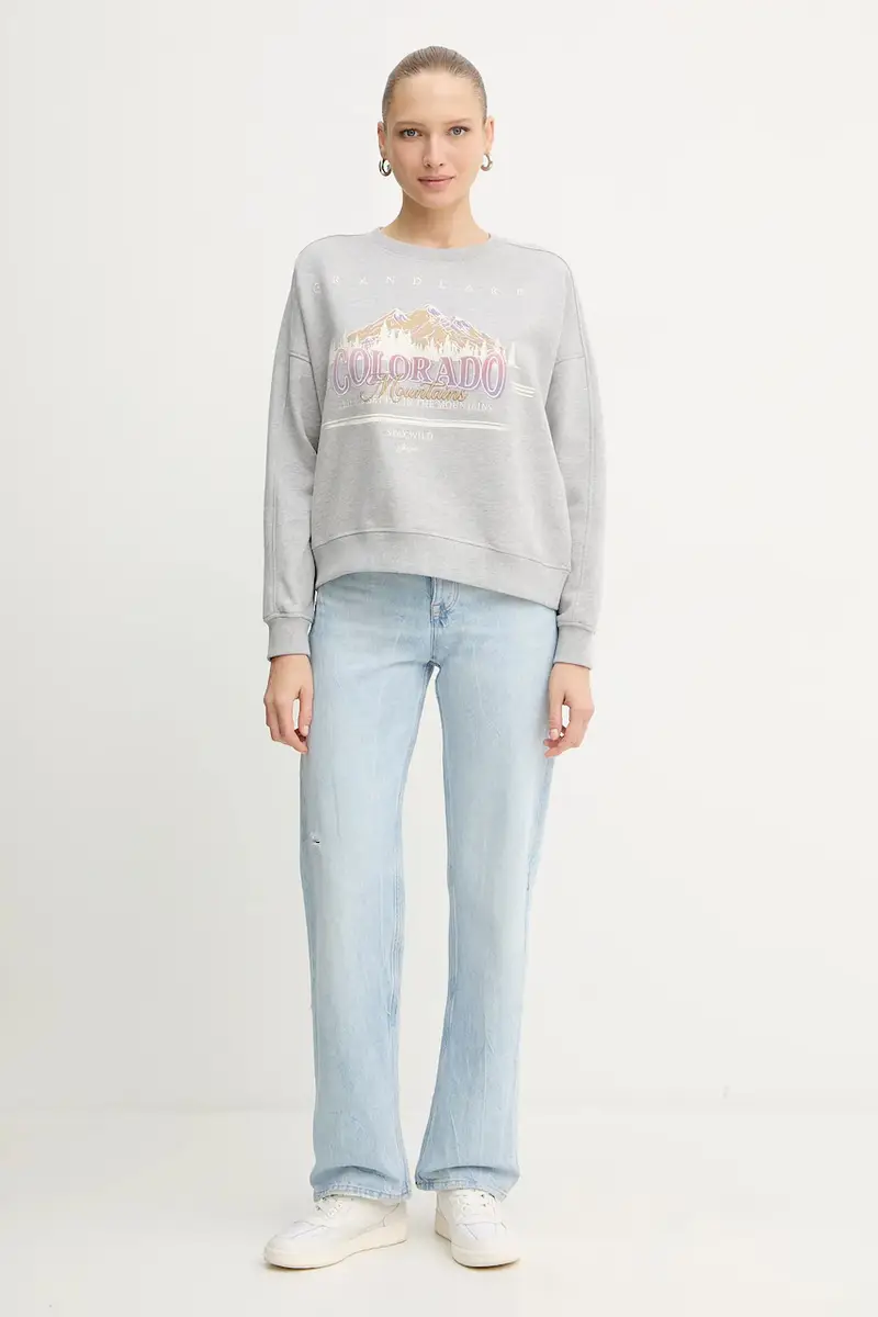 felpa in cotone donna colore grigio 50549186 miniatura 2