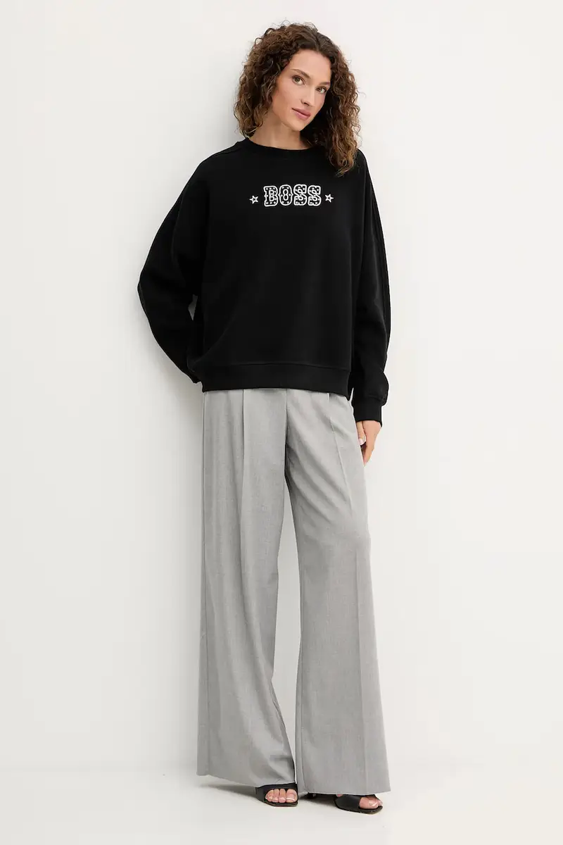 felpa in cotone donna colore nero con applicazione 50546961 miniatura 2