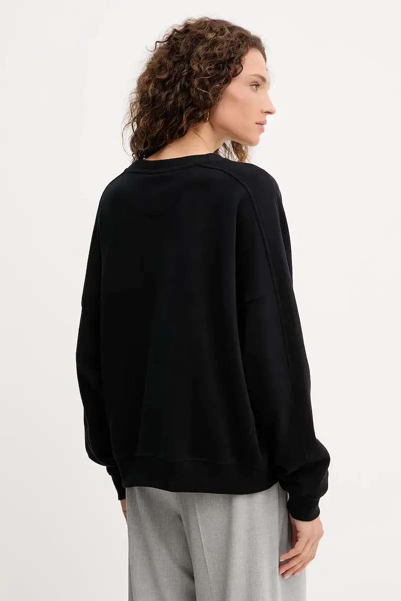 felpa in cotone donna colore nero con applicazione 50546961 miniatura 3