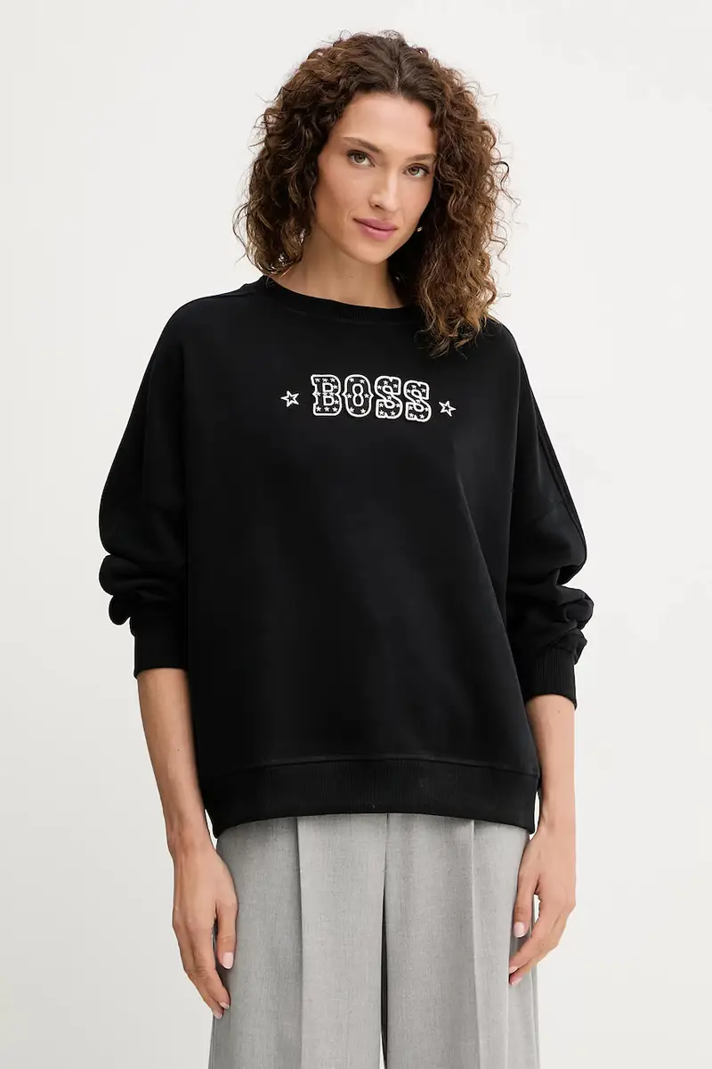 felpa in cotone donna colore nero con applicazione 50546961