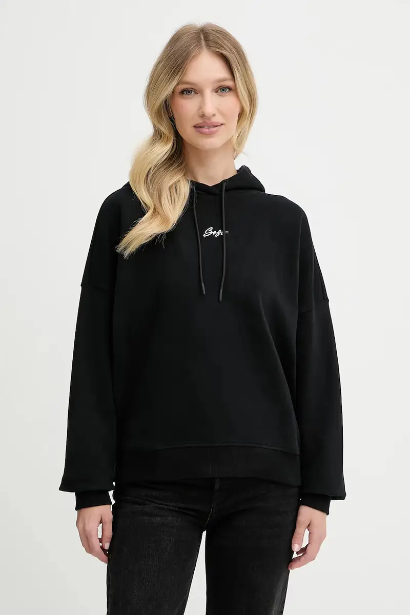 felpa in cotone donna colore nero con cappuccio 50547572