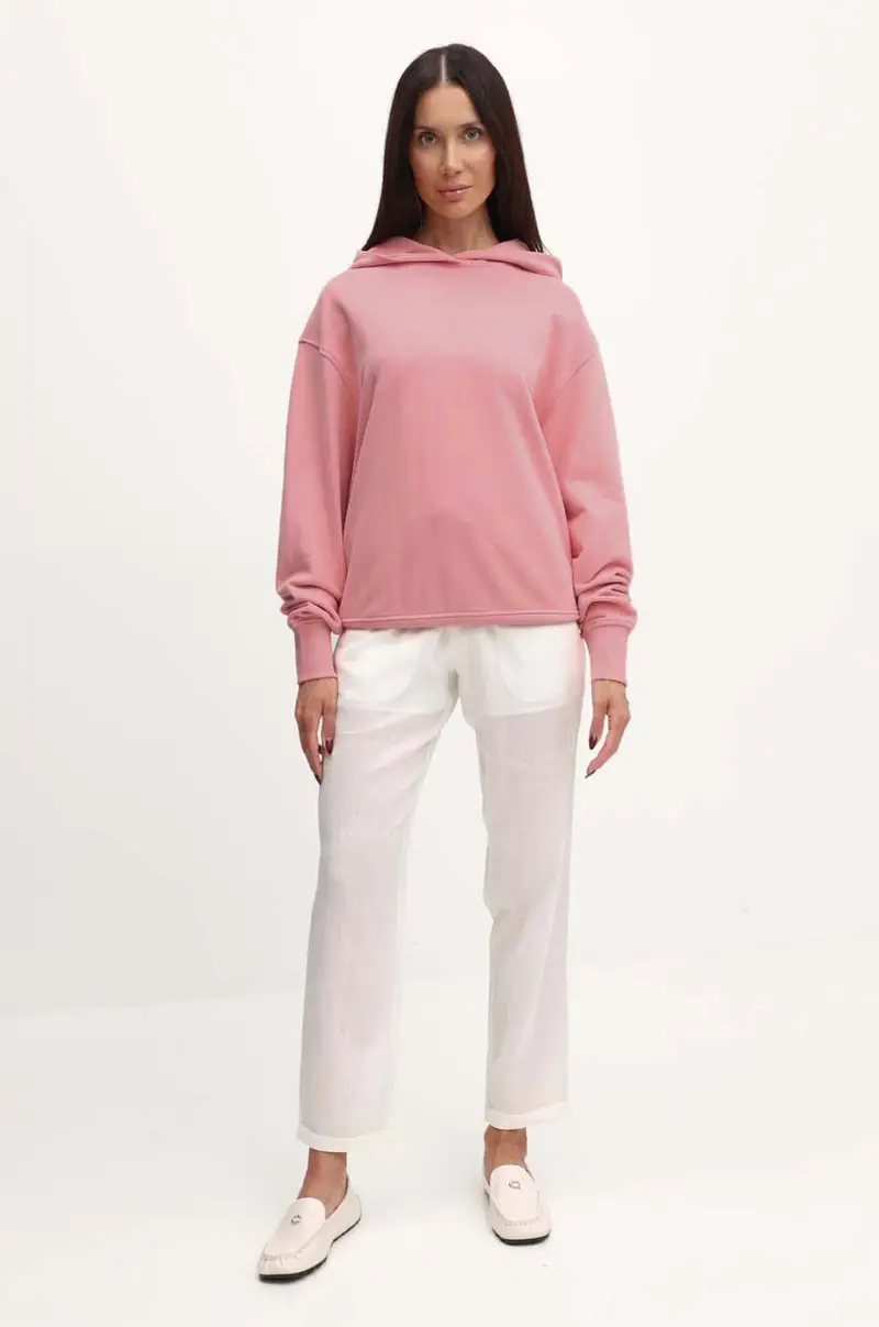 felpa in cotone donna colore rosa con cappuccio 50519524 miniatura 2