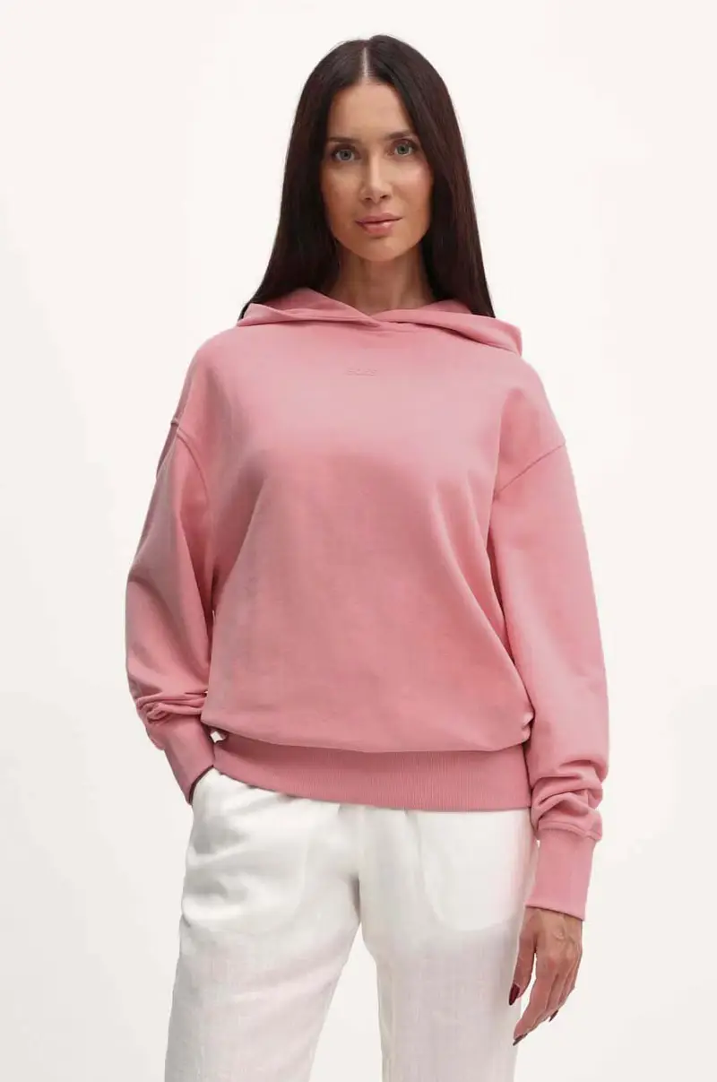 felpa in cotone donna colore rosa con cappuccio 50519524