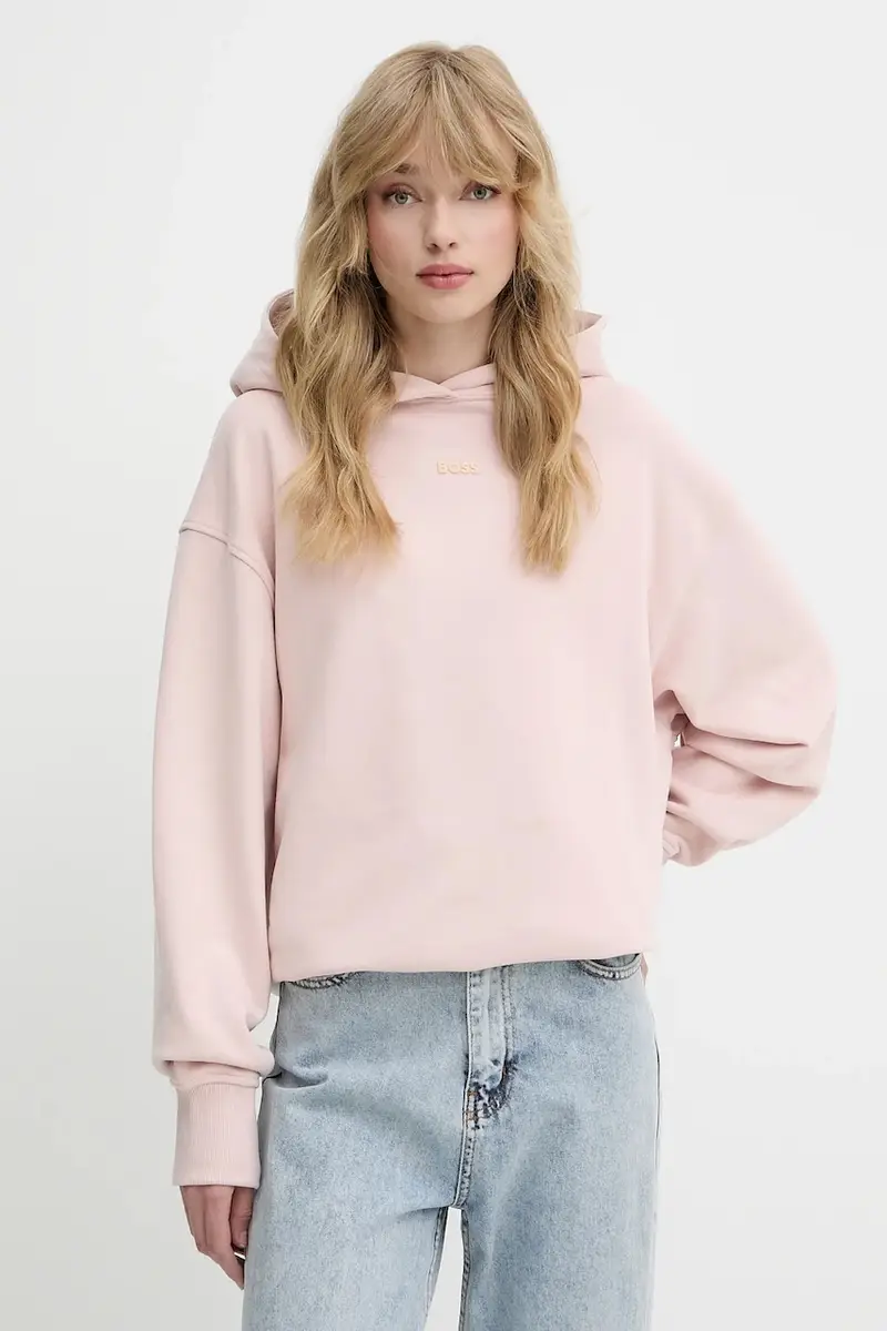 felpa in cotone donna colore rosa con cappuccio con applicazione 50534815 Arancione