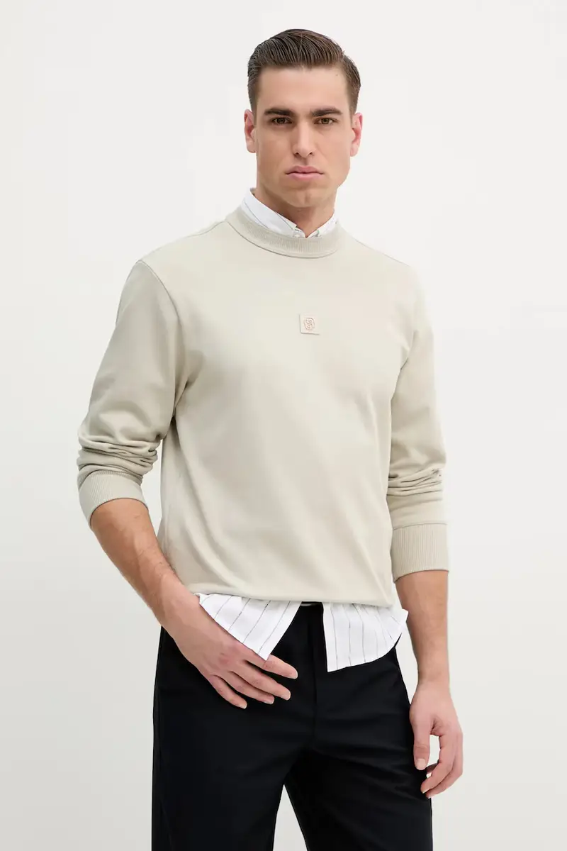 felpa in cotone uomo colore beige 50536779