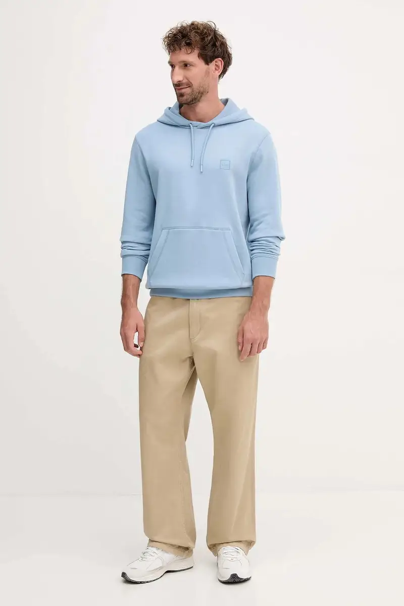 felpa in cotone uomo colore blu con cappuccio 50509314 miniatura 2