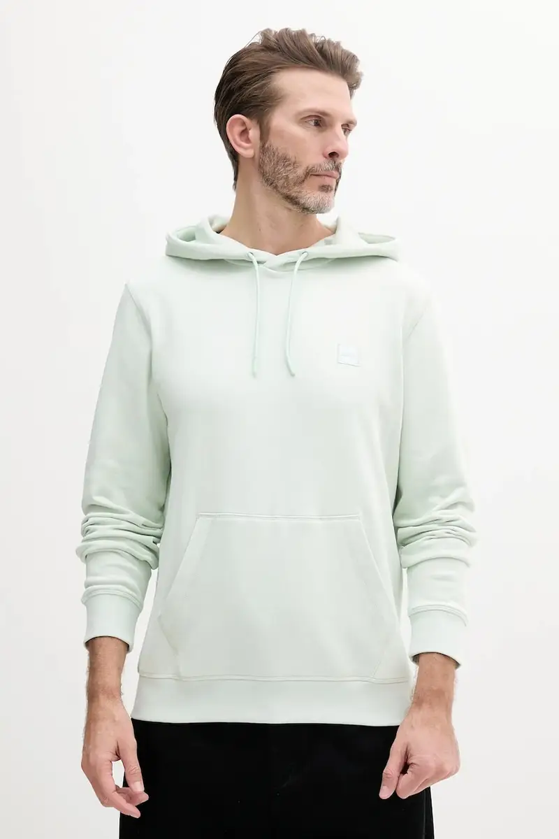 felpa in cotone uomo colore blu con cappuccio 50509314 Verde