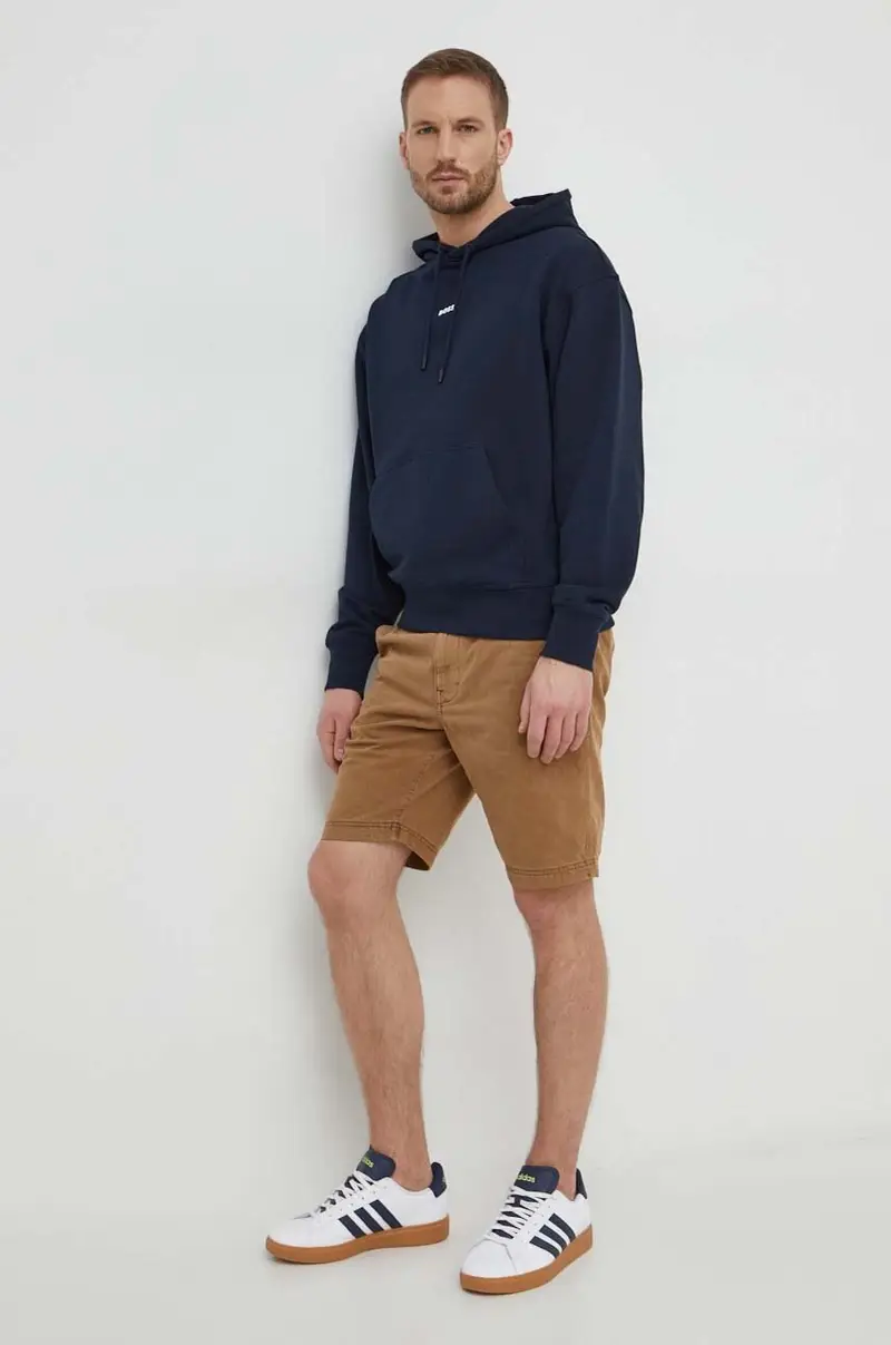 felpa in cotone uomo colore blu navy con cappuccio miniatura 2