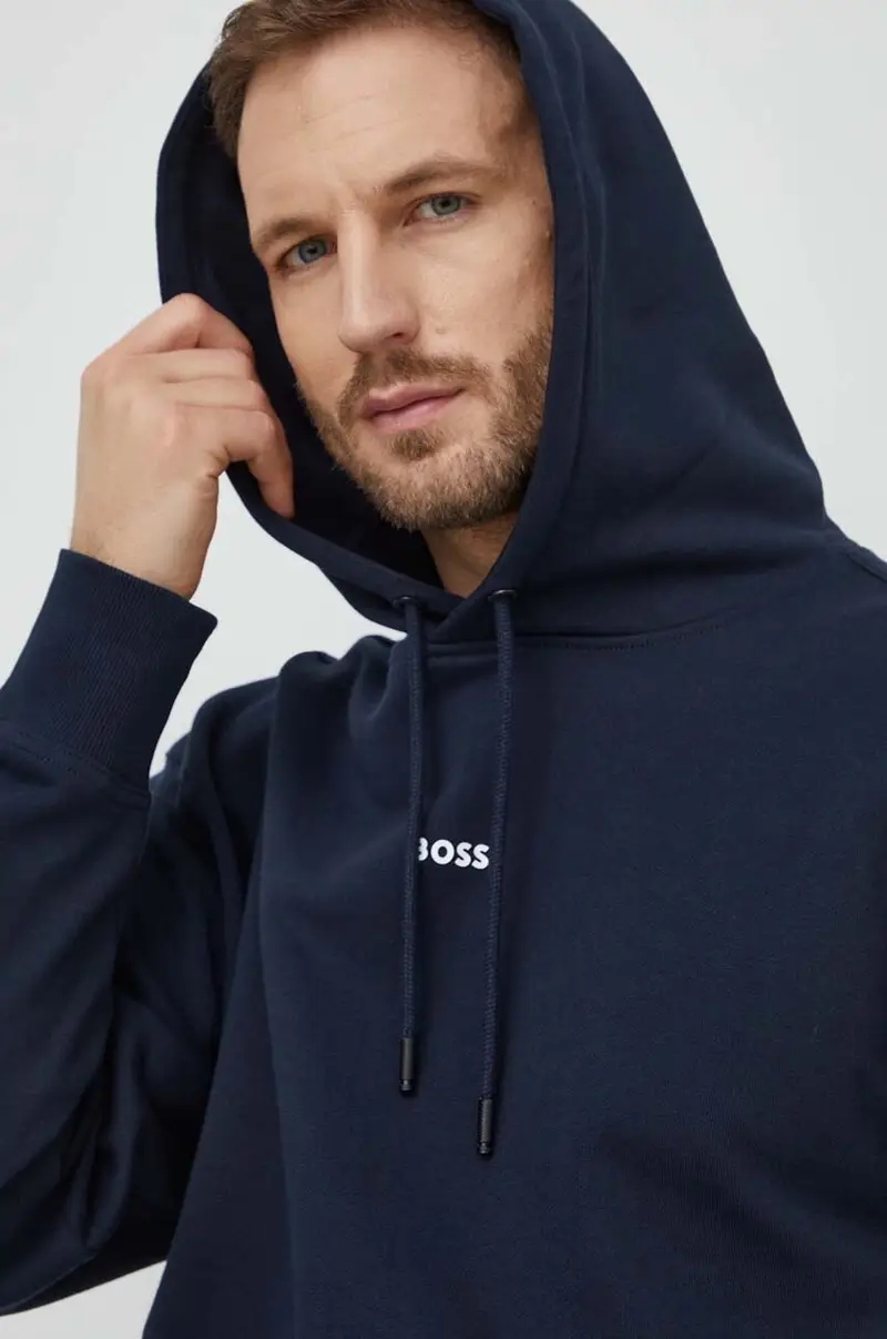 felpa in cotone uomo colore blu navy con cappuccio miniatura 4