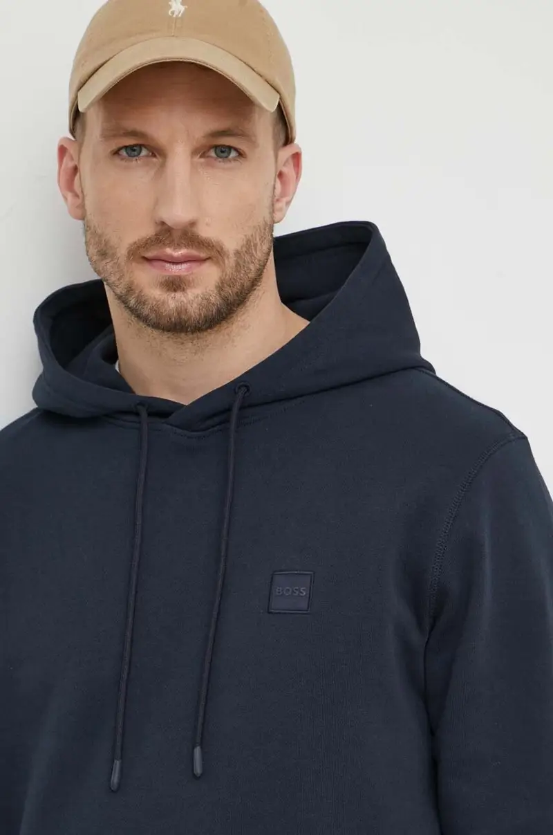 felpa in cotone uomo colore blu navy con cappuccio 50509314 miniatura 4