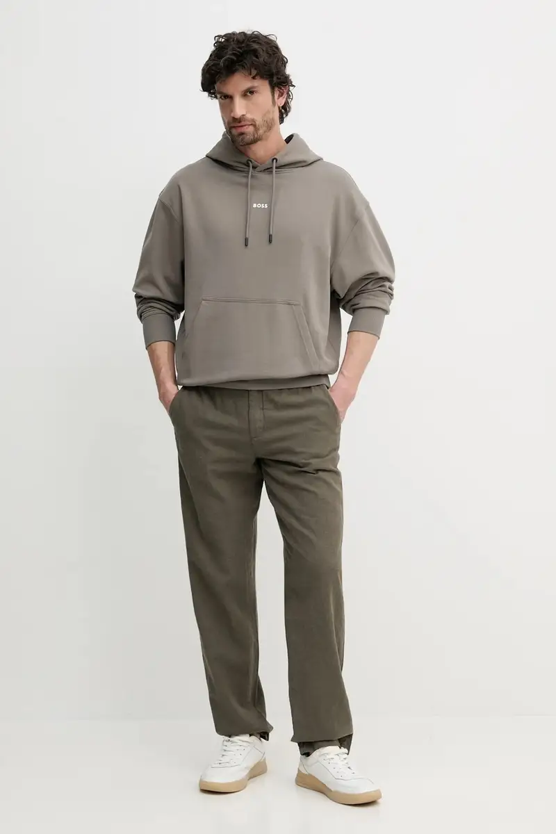 felpa in cotone uomo colore marrone con cappuccio miniatura 2