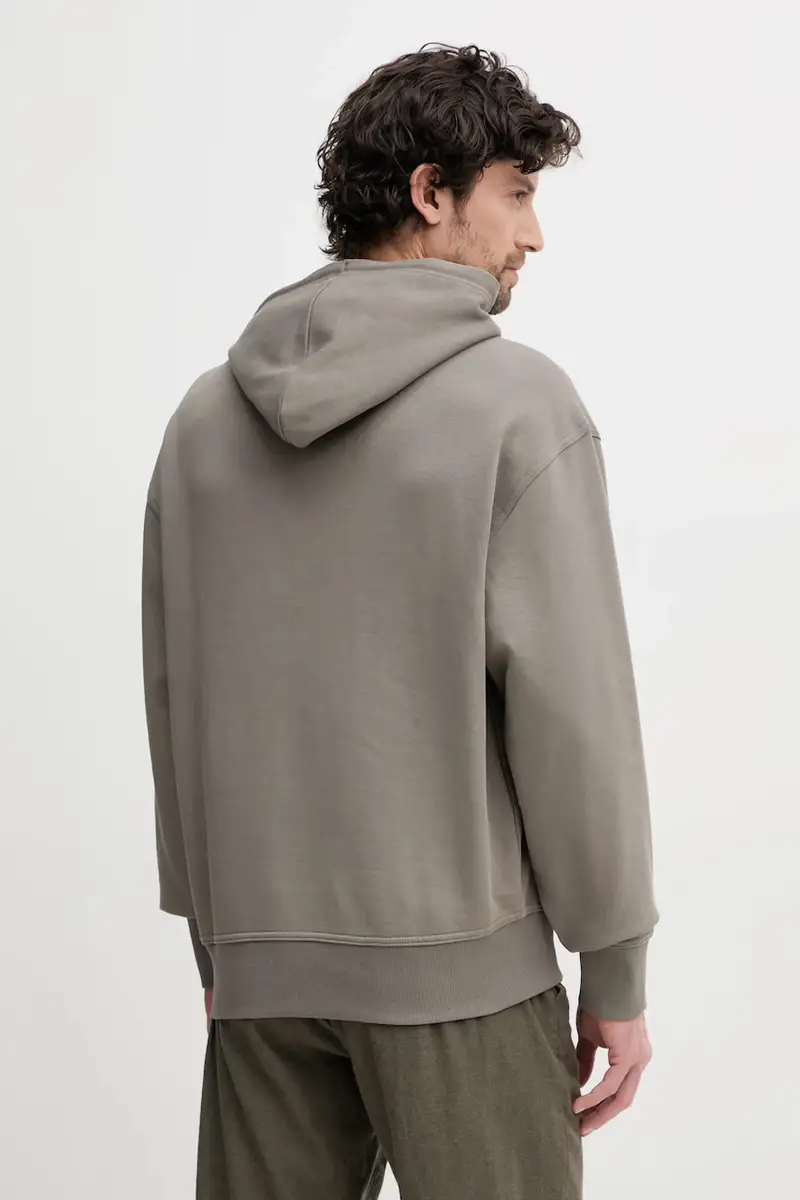 felpa in cotone uomo colore marrone con cappuccio miniatura 3