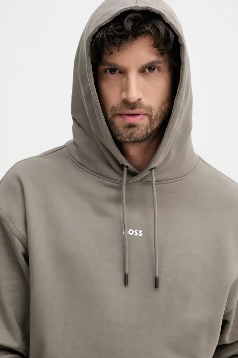 felpa in cotone uomo colore marrone con cappuccio miniatura 4