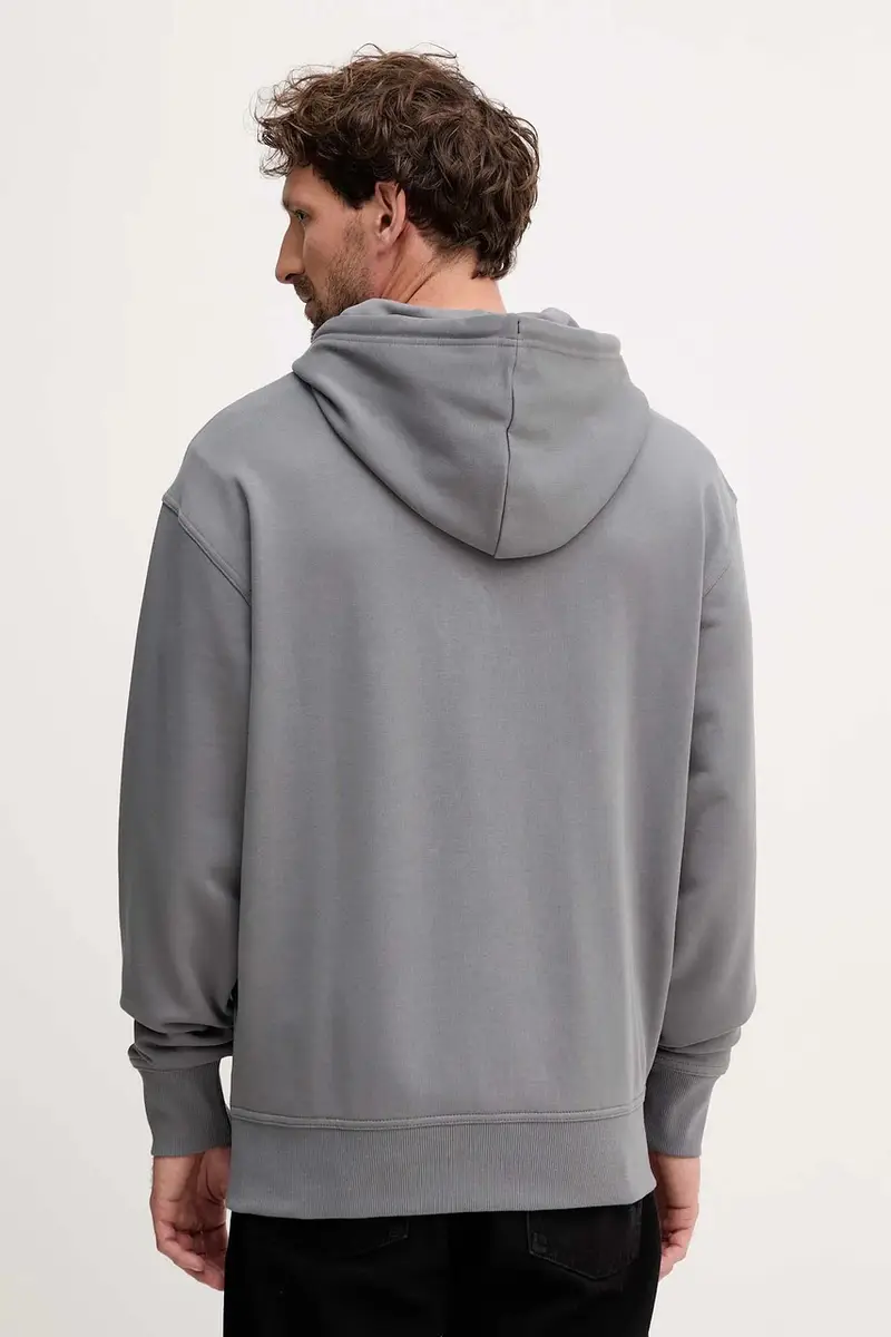 felpa in cotone uomo colore marrone con cappuccio Grigio miniatura 3