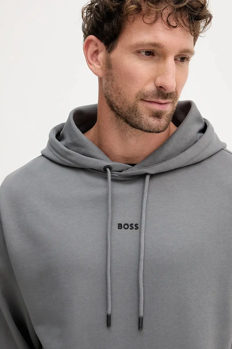 felpa in cotone uomo colore marrone con cappuccio Grigio miniatura 4