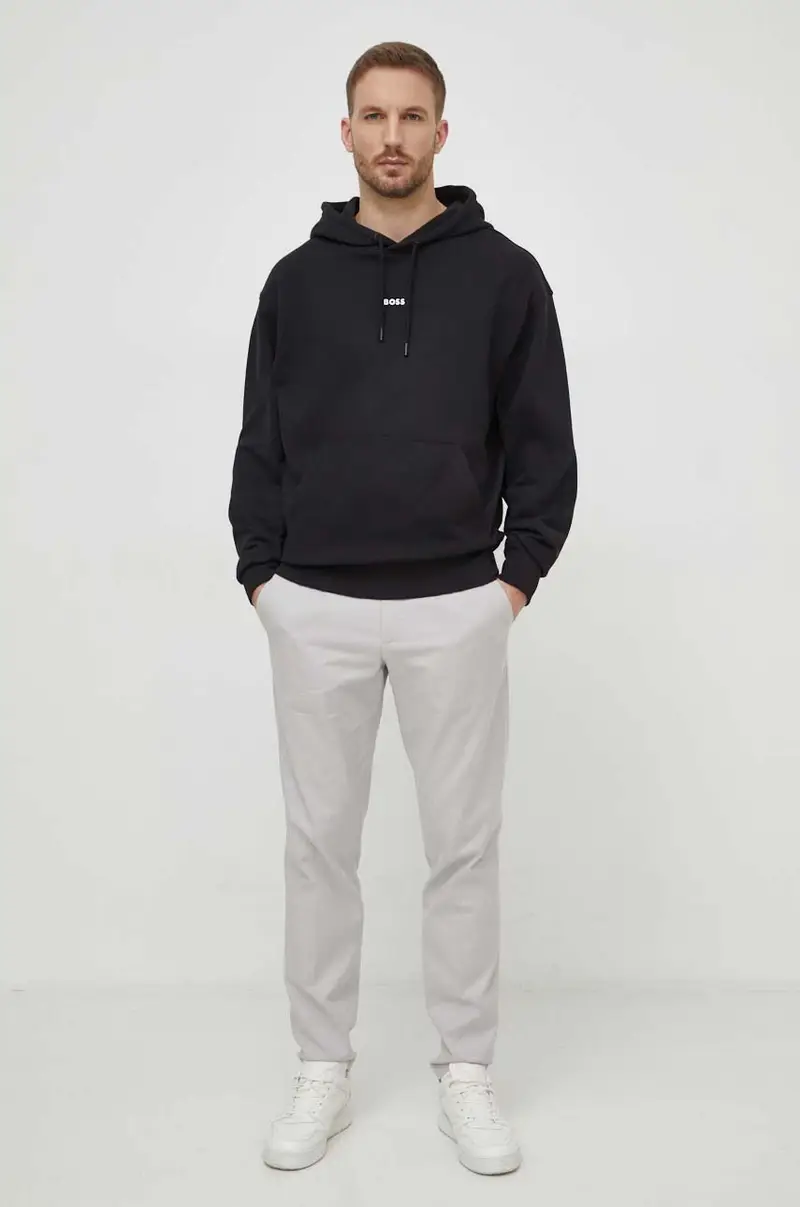 felpa in cotone uomo colore nero con cappuccio miniatura 2